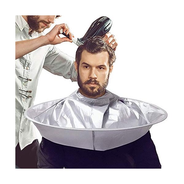 Voarge Capuchon de coiffeur de coiffeur coupe de cheveux blouson tridimensionnel respirant panne, Adultes et Junior, gris arg