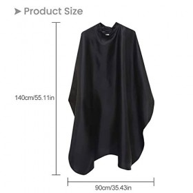 Cape de Coiffure, Capes de Coiffeur de Salon Pleine Longueur, Peignoir de Coiffure, 2pc Blouse de Salon de Coiffure Noire pou