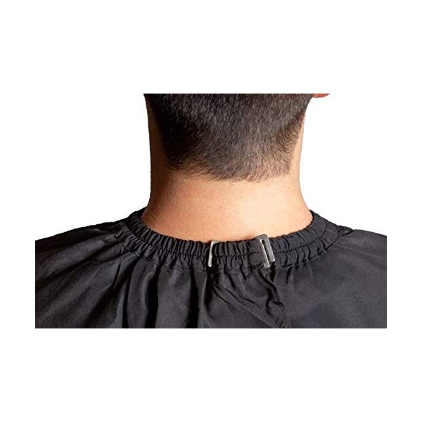 IC collection Cape de coiffure Fermeture à crochet respirante imperméable Noir 126 x 146 cm