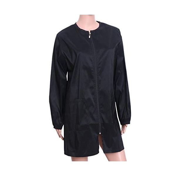 Beaupretty Robe de salon de coiffeur avec fermeture éclair - Imperméable - Taille M - Noir - M