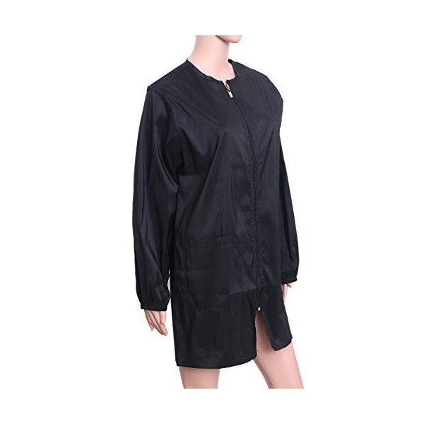 Beaupretty Robe de salon de coiffeur avec fermeture éclair - Imperméable - Taille M - Noir - M