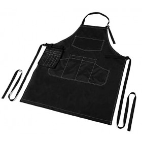 Tablier avec Poches Noir Professionnel Tablier de Salon Cape de Coiffure pour Barbier et Salon de Beauté Toilettage de Chiens