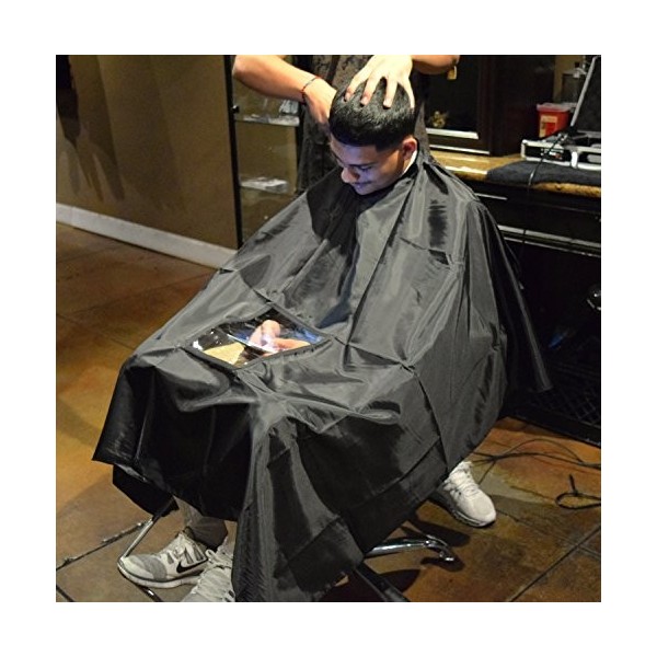 traderplus Cape de coupe de cheveux avec fenêtre de visualisation pour coiffeur, barbier, styliste, coupe de cheveux 57 x 47 