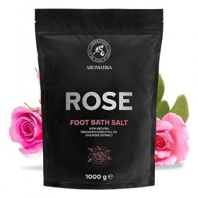 Sel de Bain pour Pieds avec Huile Essentielle de Bois de Rose 1000g - Bain pour Pieds au Sel de Mer Naturel - Trempage pour l