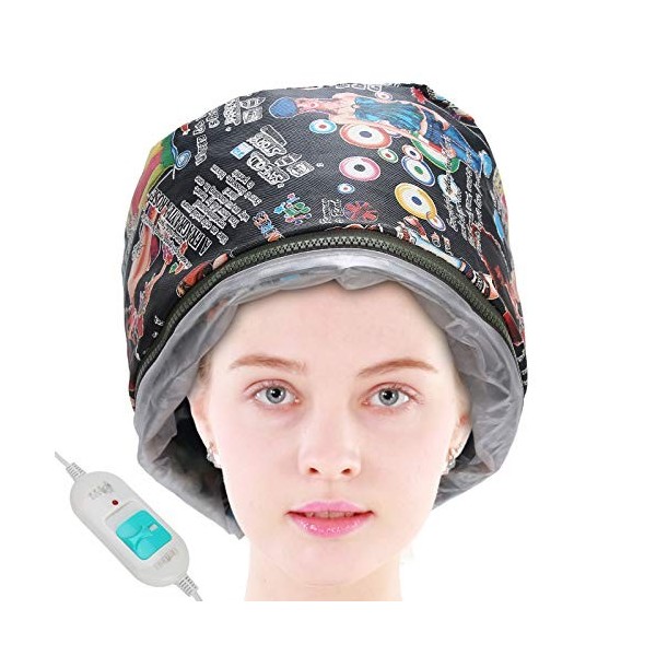 Brrnoo Bonnet de soin des cheveux SPA - Avec thermostat - 3 niveaux - Chauffant électrique - Réglable - Pour soins capillaire