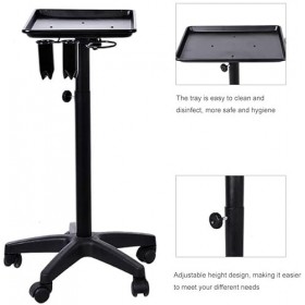MYOYAY Plateau de salon sur roulettes en aluminium réglable avec support à outils, plateau à rouler pour salon de coiffure, t