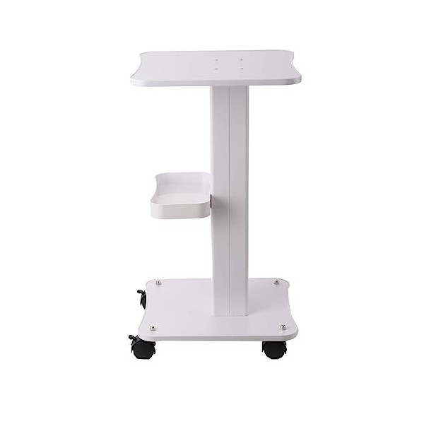 Lfhelper Chariot de salon de beauté ABS avec plateau de table en aluminium pour salon de coiffure, salon de beauté SPA, blanc