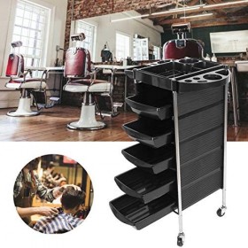 Chariot de rangement pour salon de coiffure, barbier, spa, salon de beauté avec 5 plateaux