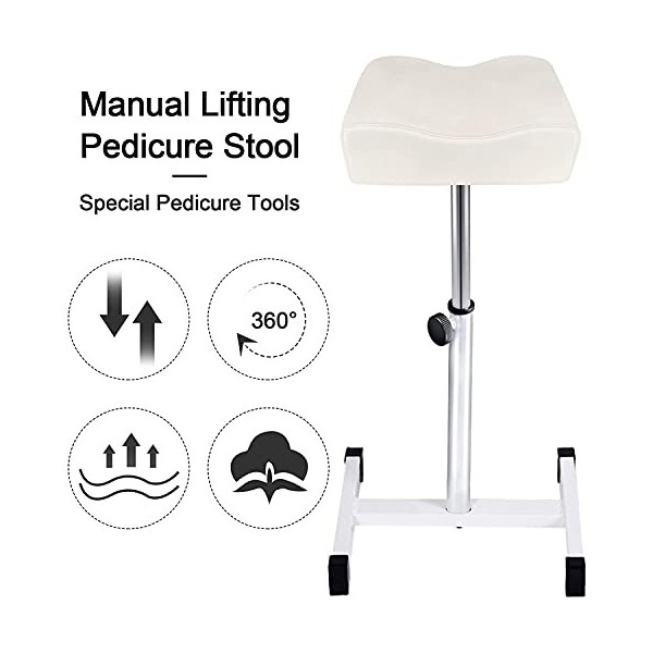 Kalolary Tabouret de Pédicure, Tabouret de Pédicure à Ongles Réglable en Hauteur Repose-Pieds Manucure Soins des Jambes Équip