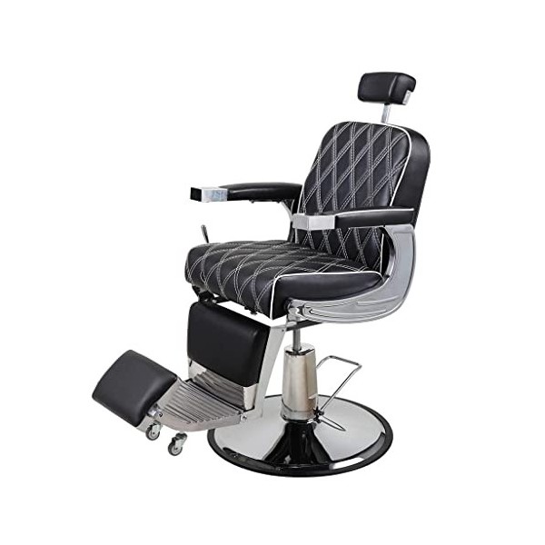 FLOYINM Reclining Barber Chair Hydraulic Salon Chair with Adjustable Headrest and Heavy Duty Base for Hair Cutting