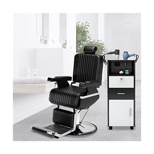 FLOYINM Hairdressing Reclining Chair Barber Haircut Chair Rotatable and Liftable Put Down Easy Wiped Black