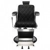 FLOYINM Reclining Barber Chair Hydraulic Salon Chair with Diamond Pattern - Black+Silver