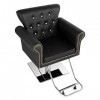 FLOYINM Chaise de barbier PVC étui en Cuir 300lbs Plaque carrée en Acier Inoxydable avec Repose-Pieds Chaise de barbier Noir