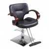 FLOYINM 360-Degree Swiveling Hydraulic Barber Chair Hair Beauty Salon Equipment with Wood Armrest, Adjustable Height, Black