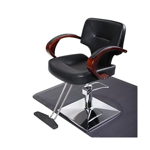 FLOYINM 360-Degree Swiveling Hydraulic Barber Chair Hair Beauty Salon Equipment with Wood Armrest, Adjustable Height, Black