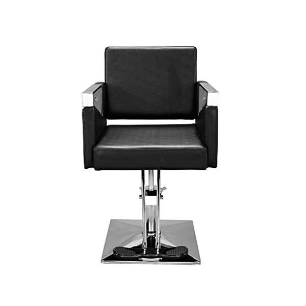 FLOYINM Square Barber Chair Beauty Salon Equipment PVC Leather Black Easy Assemble Clean 74x60x90/105CM