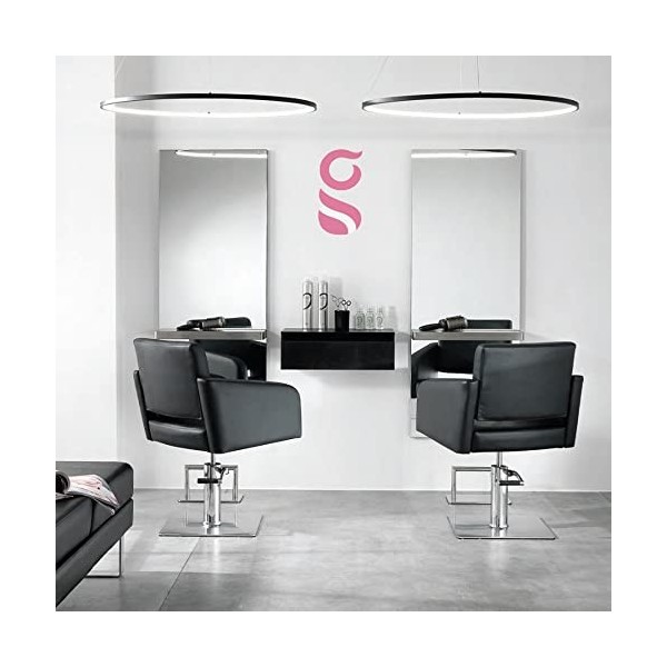 Lot de 2 postures de coiffure, 2 fauteuils et 2 miroirs avec repose-pieds.