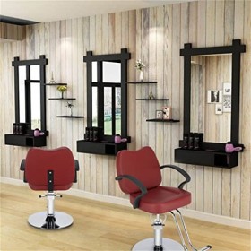 FLOYINM Barber Chair Red PVC Load-Bearing 150kg Leather Round Iron Base Barber Chair