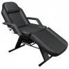 Walnut Dual-Purpose Tattoo Barber Chair Adjustable Beauty Salon Spa Massage Bed with Drawer 185x82x80CM Black