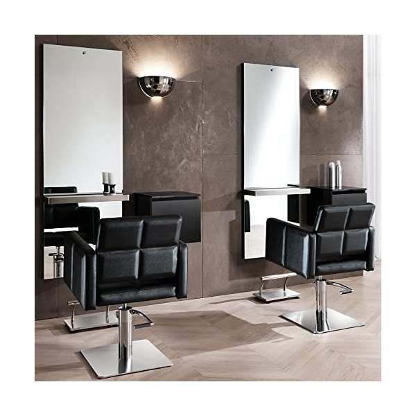 Lot de 2 postures de coiffure, 2 fauteuils et 2 miroirs avec repose-pieds Diamond