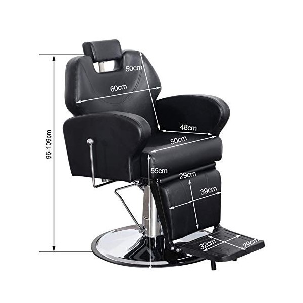 Barberpub Fauteuil de coiffure Chaise dopération Salon de coiffure 8907BK