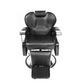 Anaelle Pandamoto Fauteuil de Coiffeur Classic Hydraulique Inclinable Barber Reclinable 360°en PU Cuir avec Chrome Repos Pied