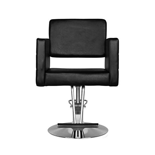 Activeshop Fauteuil de coiffeur HS33 avec base chromée et hauteur réglable Noir