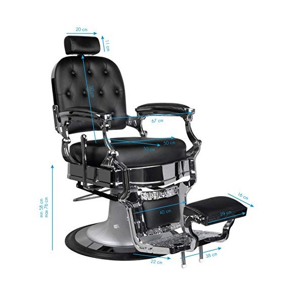 GABBIANO Ernesto Fauteuil de coiffeur avec mécanisme hydraulique Noir