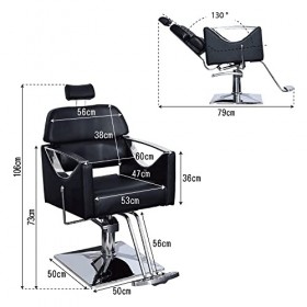 Barberpub Fauteuil de coiffure Chaise dopération Salon de coiffure 3126BK