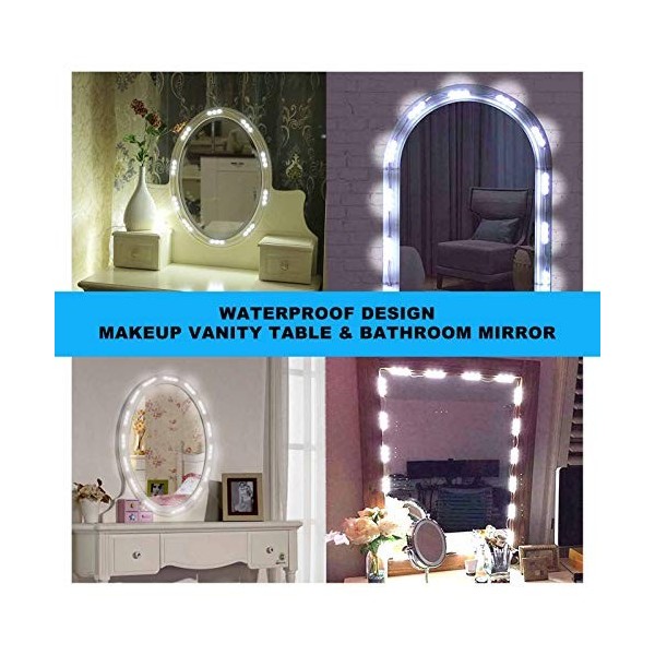 Restokki Le Miroir de courtoisie Allume Le Miroir de courtoisie LED Allume la Coiffeuse Bricolage Dimmable Maquillage Miroir 