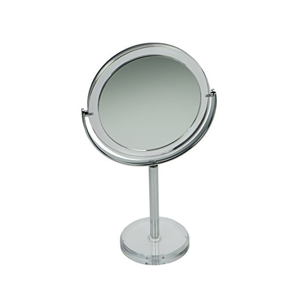 Fantasia Miroir de Maquillage Rond Double Face grossissant Normal et 10 x Ø 16 cm Hauteur 30,5 cm Acrylique Miroir cosmétique