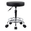 KKTONER Tabouret à roulettes de Bureau Tabouret de Bar réglable en Hauteur 49-64cm en Cuir synthétique Noir