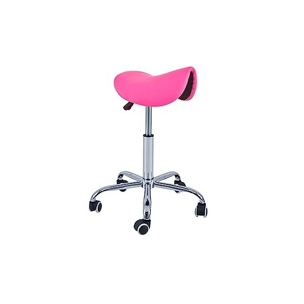 QUIRUMED Tabouret Pony 5 roulettes Base chromée Rose