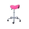 QUIRUMED Tabouret Pony 5 roulettes Base chromée Rose