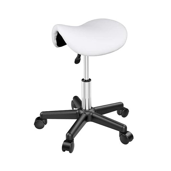 Abician Tabouret Roulettes Professionnel PU Tabouret Ergonomique Selle De Cheval Anti Mal De Dos à Roulettes Pivotantes Haute