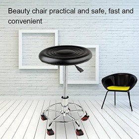 Tabouret de Travail Noir à 5 roulettes siège pivotant par 360 degrés, Tabouret de Salon de Coiffure à Hauteur Réglable avec A