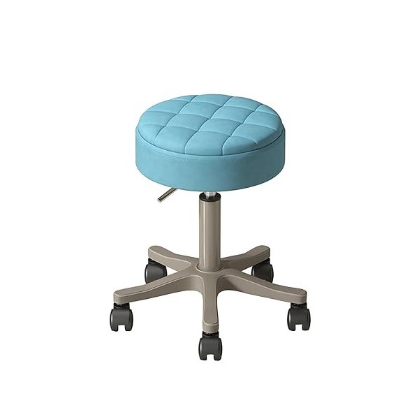 LXHLHWXF Tabouret Roulant Pivotant pour Salon de Beauté, Coussin Rond en Cuir à Réglage élevé avec roulettes pour Le Travail,