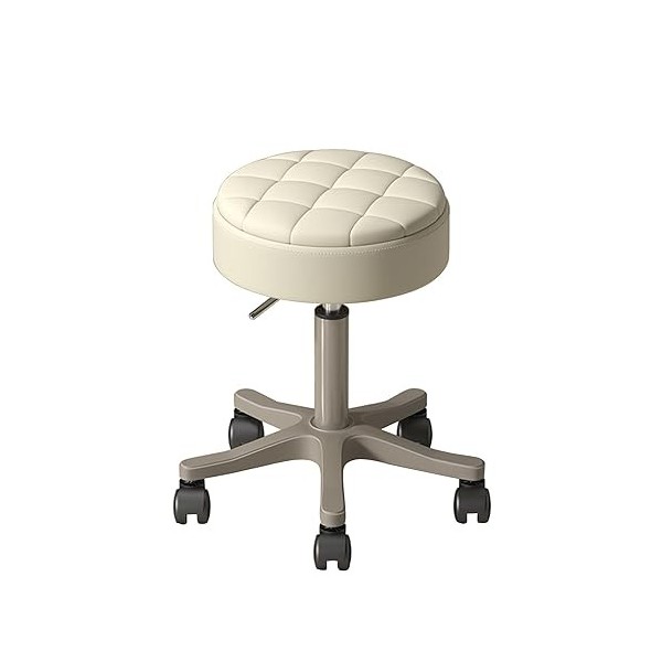 LXHLHWXF Tabouret Roulant Pivotant pour Salon de Beauté, Coussin Rond en Cuir à Réglage élevé avec roulettes pour Le Travail,