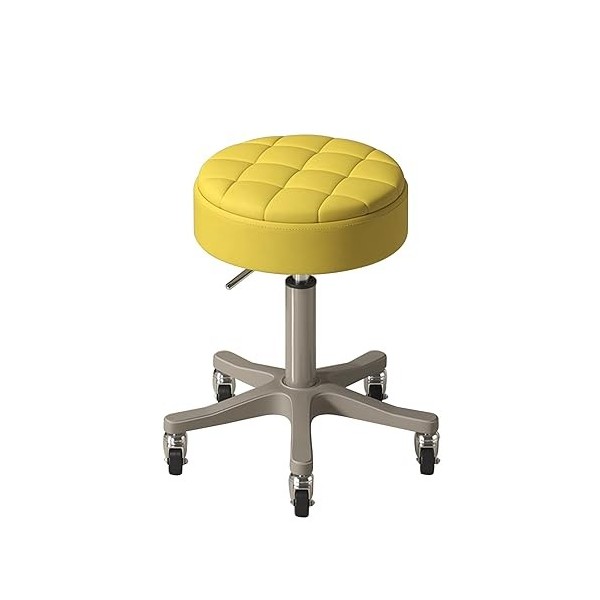 Tabouret Roulant, Tabouret de Salon Rond En PU, Chaise de Travail De Bureau Réglable En Hauteur, Avec Roues Universelles Pour