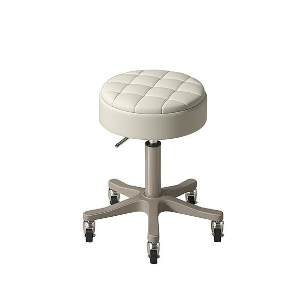 Tabouret Roulant, Tabouret de Salon Rond En PU, Chaise de Travail De Bureau Réglable En Hauteur, Avec Roues Universelles Pour