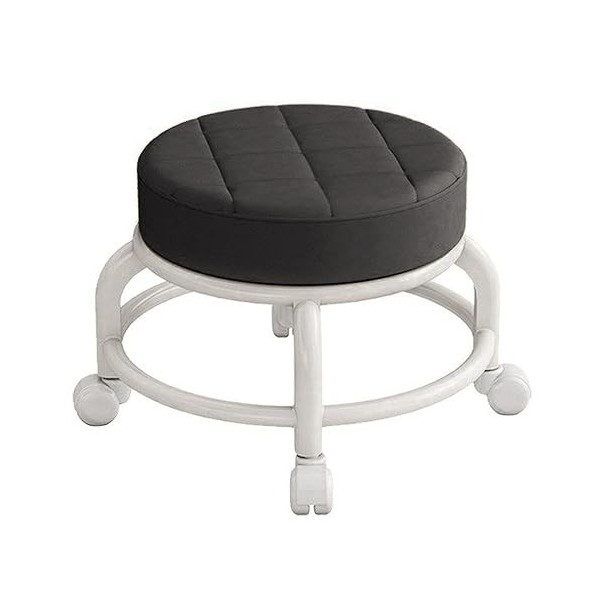 Tabouret à roulettes pivotant en cuir avec roulettes et repose-pieds, mobilité facile, pour esthéticienne, salon de manucure