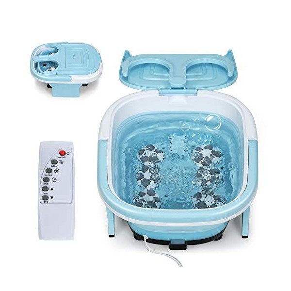 COSTWAY Appareil de Balnéothérapie, Thalasso Pieds avec Mise à Température de lEau, Cuve Repliable, Thalasso Peds Portable a