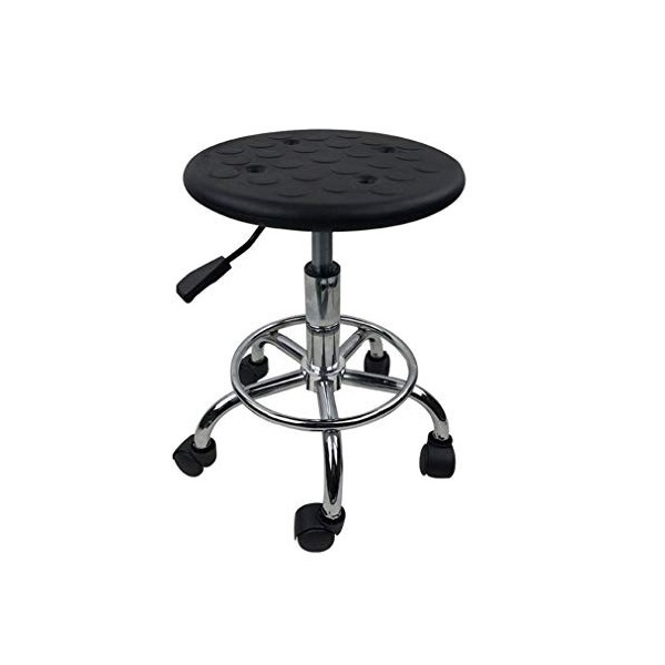 OQHAIR Tabouret sur roulettes rond hydraulique réglable pour salon de coiffure, roue roulante à 360 degrés couleur : noir m