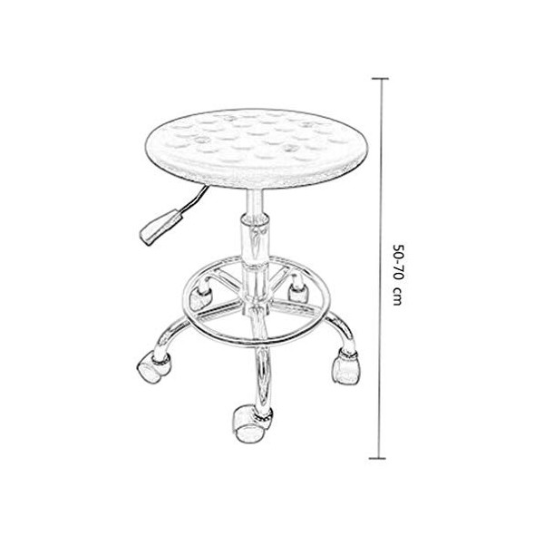 OQHAIR Tabouret sur roulettes rond hydraulique réglable pour salon de coiffure, roue roulante à 360 degrés couleur : noir m