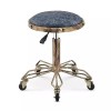 GOGUANG Tabouret Roulant Rond Rétro, Chaise de Beauté de Salon Pivotante avec Base à 5 Griffes, Tabouret Rembourré en PU pour