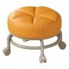 LWBLJX Roulant Rond Bas Tabouret, Cuir PU Orange Pivotante Chaise avec Cadre et Roues Acier Au Carbone Deux Niveaux, Paresseu