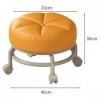 LWBLJX Roulant Rond Bas Tabouret, Cuir PU Orange Pivotante Chaise avec Cadre et Roues Acier Au Carbone Deux Niveaux, Paresseu