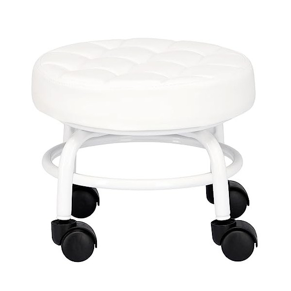 Calissimo Tabouret de Coiffeur cosmétique pour Salon de pédicure Rond hocker Blanc