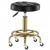 Calissimo Tabouret de barbier Rond cosmétique Tabouret hocker Noir