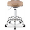 FAJOS Tabouret rond roulant avec roue, tabouret de coiffeuse, tabouret de magasin en cuir PU à hauteur réglable avec repose-p